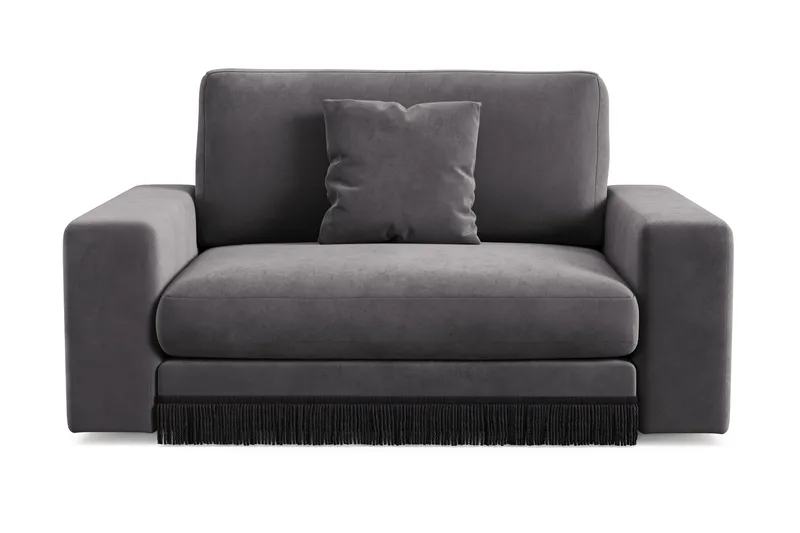 Adelsö by Gynning Stor Dyp Lenestol i fløyel - Mørkegrå - Møbler - Stoler - Lenestoler