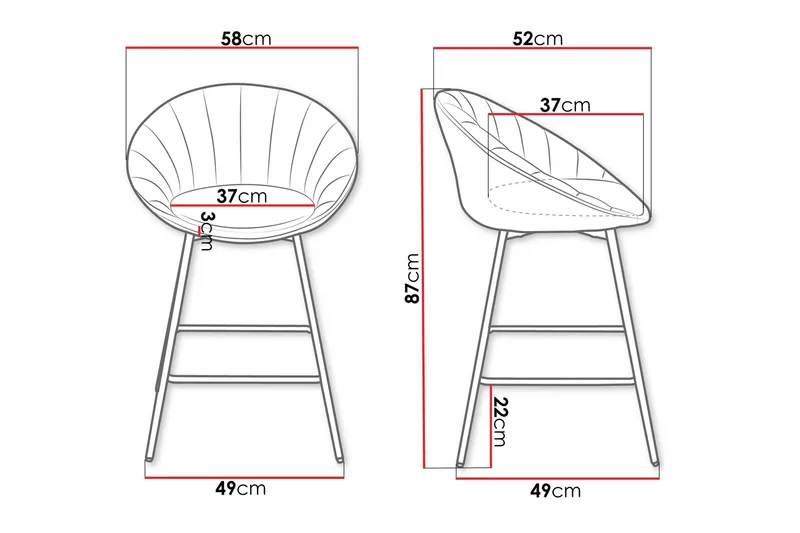 Aikka Barstol 87 cm - Grå - Møbler - Stoler - Barstol