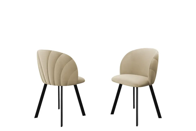 Akitomo Spisestol i Stoff med Metallben, Beige