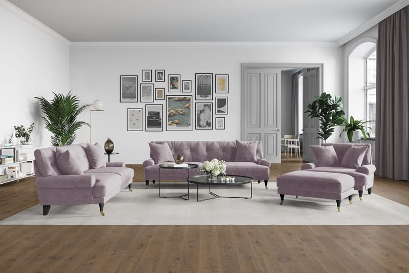 Andrew Loveseat Fløyel - Lilla/Messing - Møbler - Stoler - Lenestoler - Fløyelslenestol
