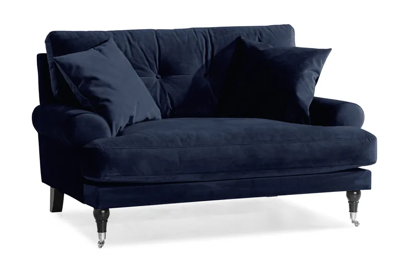 Andrew Loveseat Fløyel, Midnattsblå/Krom