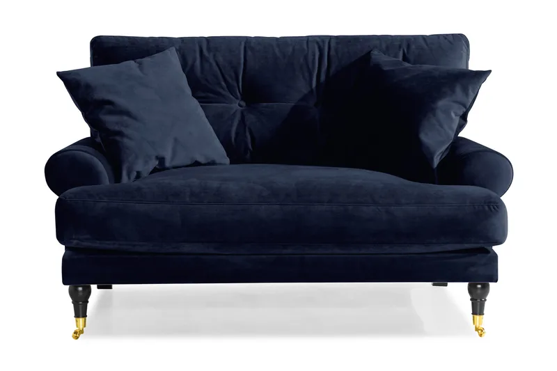 Andrew Loveseat Fløyel - Midnattsblå/Messing - Møbler - Stoler - Lenestoler - Fløyelslenestol