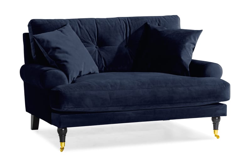 Andrew Loveseat Fløyel, Midnattsblå/Messing