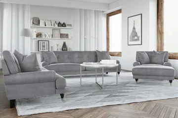 Andrew Loveseat Fløyel - Sølvgrå/Krom - Møbler - Stoler - Lenestoler - Fløyelslenestol