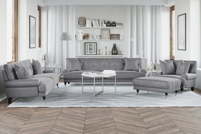Andrew Loveseat Fløyel - Sølvgrå/Krom - Møbler - Stoler - Lenestoler - Fløyelslenestol