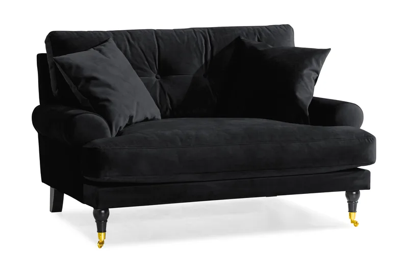 Andrew Loveseat Fløyel, Svart/Messing