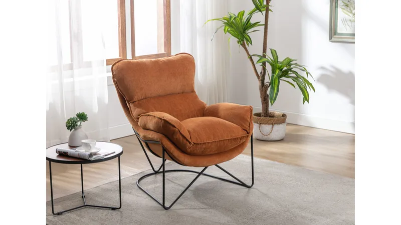 Artemis lenestol i stoff, oker