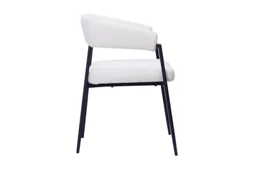 Ayana Spisestol med armlener - Hvit bouclé / Metallben svart - Møbler - Stoler - Karmstol