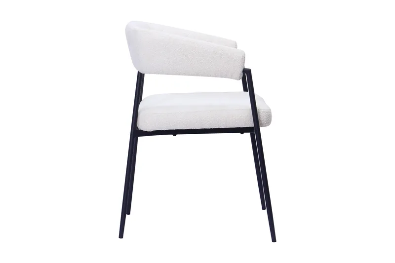Ayana Spisestol med armlener - Hvit bouclé / Metallben svart - Møbler - Stoler - Karmstol