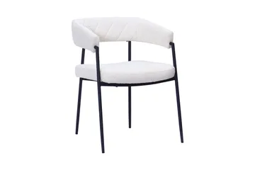 Ayana Spisestol med armlener - Hvit bouclé / Metallben svart - Møbler - Stoler - Karmstol