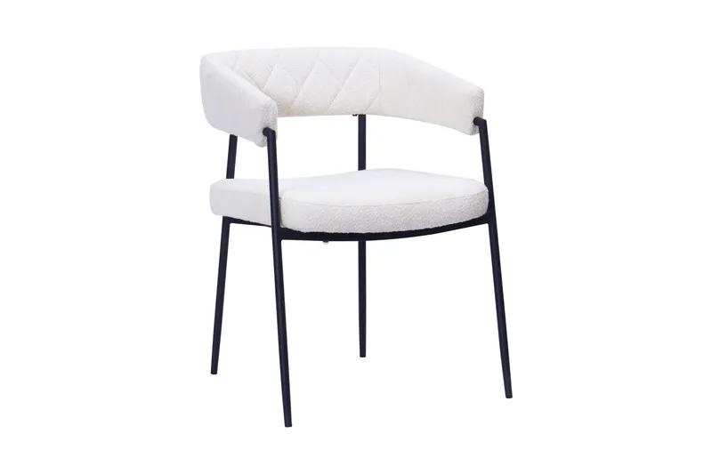 Ayana Spisestol med armlener - Hvit bouclé / Metallben svart - Møbler - Stoler - Karmstol