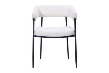 Ayana Spisestol med armlener - Hvit bouclé / Metallben svart - Møbler - Stoler - Karmstol