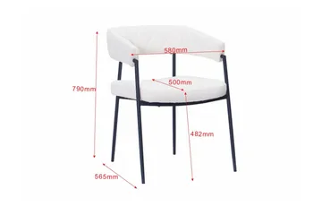 Ayana Spisestol med armlener - Hvit bouclé / Metallben svart - Møbler - Stoler - Karmstol