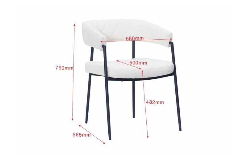 Ayana Spisestol med armlener - Hvit bouclé / Metallben svart - Møbler - Stoler - Karmstol