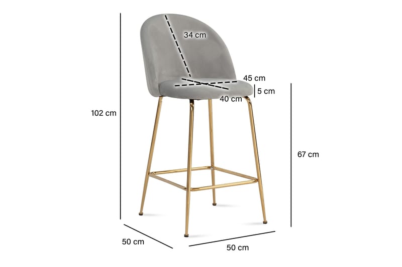 Babbi Barstol 102 cm - Lys grå - Møbler - Stoler - Barstol