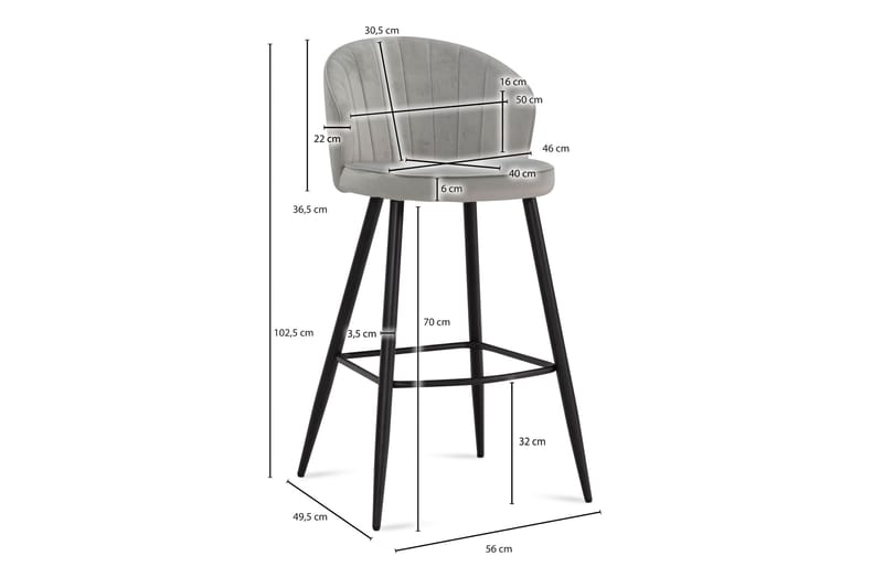 Babby Barstol 103 cm - Lys grå - Møbler - Stoler - Barstol