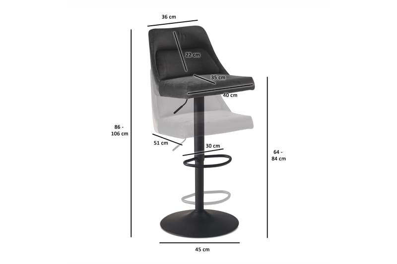 Baccha Barstol 106 cm - Mørkegrå - Møbler - Stoler - Barstol