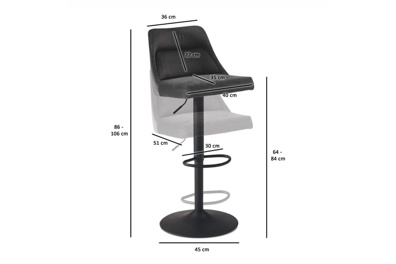 Baccha Barstol 106 cm - Mørkegrå - Møbler - Stoler - Barstol