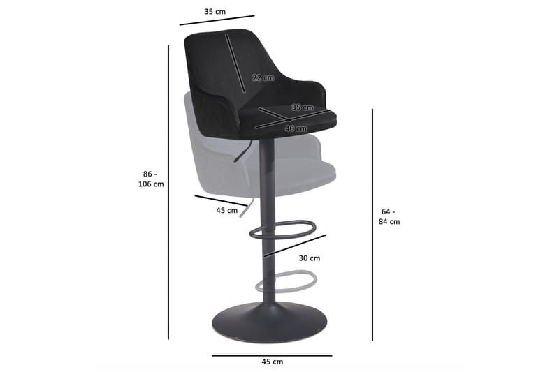 Badan Barstol 106 cm - Antrasitt - Møbler - Stoler - Barstol