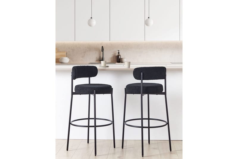 Barstol Beliani Allison set om 2 Beige-Svart Black - Møbler - Stoler - Barstol
