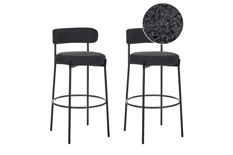 Barstol Beliani Allison set om 2 Beige-Svart Black