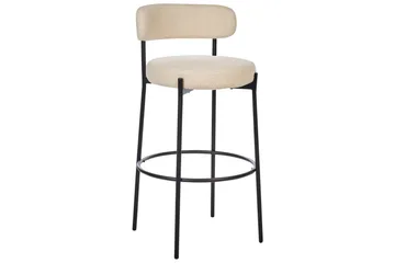 Barstol Beliani Allison set om 2 Beige-Svart Ljusbeige - Møbler - Stoler - Barstol