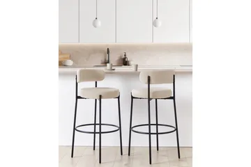 Barstol Beliani Allison set om 2 Beige-Svart Ljusbeige - Møbler - Stoler - Barstol