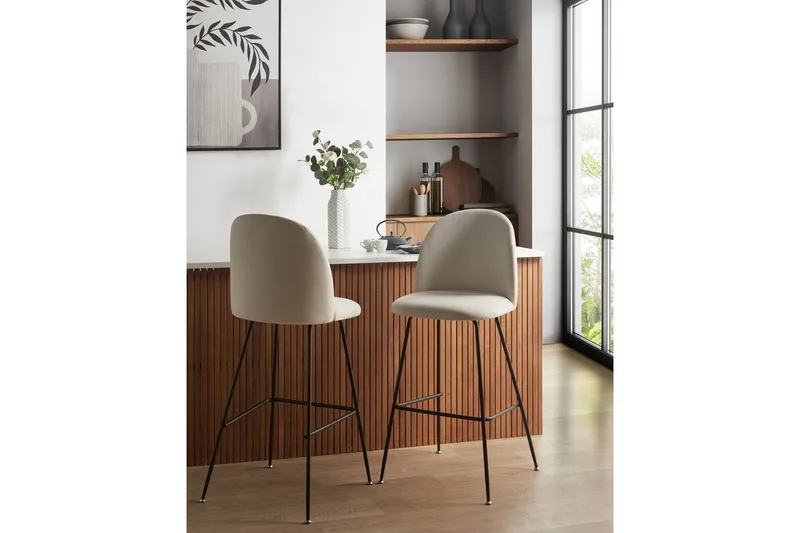 Barstol Beliani Arcola set om 2 Beige-Svart Off White - Møbler - Stoler - Barstol