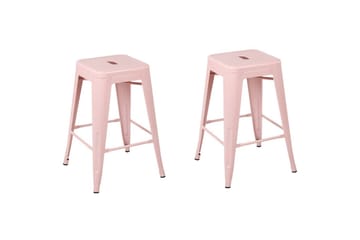 Barstol Beliani Cabrillo set om 2 60 cm Pink - Møbler - Stoler - Barstol