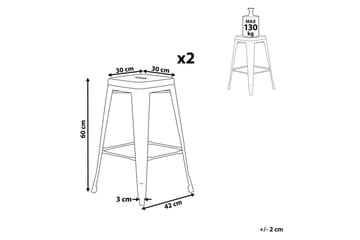 Barstol Beliani Cabrillo set om 2 60 cm Pink - Møbler - Stoler - Barstol