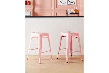 Barstol Beliani Cabrillo set om 2 60 cm Pink - Møbler - Stoler - Barstol