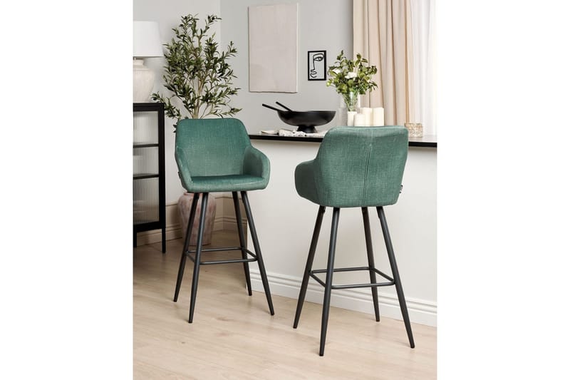 Barstol Beliani Casmalia set om 2 Beige-Svart Dark green - Møbler - Stoler - Barstol