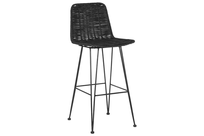 Barstol Beliani Cassita set om 2 Natur-Beige-Svart Black - Møbler - Stoler - Barstol