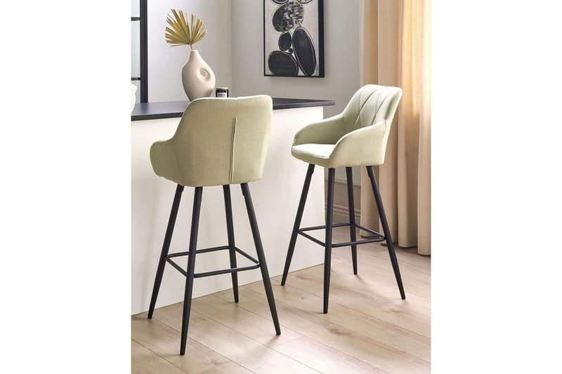 Barstol Beliani Darien set om 2 Grön-Svart Light green - Møbler - Stoler - Barstol
