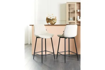 Barstol Beliani Dubrovnik set om 2 Beige-Svart Ljusbeige - Møbler - Stoler - Barstol