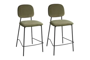 Barstol Beliani Duette set om 2 Olive green - Møbler - Stoler - Barstol