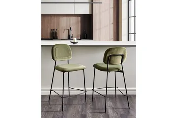 Barstol Beliani Duette set om 2 Olive green - Møbler - Stoler - Barstol