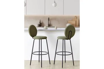 Barstol Beliani Emery set om 2 Beige-Svart Dark green - Møbler - Stoler - Barstol