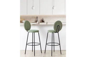 Barstol Beliani Emery set om 2 Beige-Svart Light green - Møbler - Stoler - Barstol