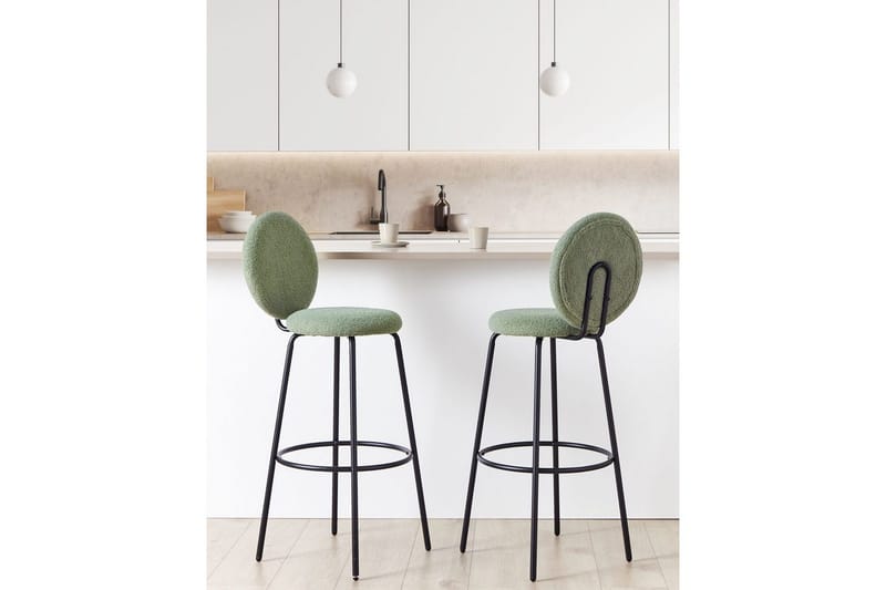 Barstol Beliani Emery set om 2 Beige-Svart Light green - Møbler - Stoler - Barstol