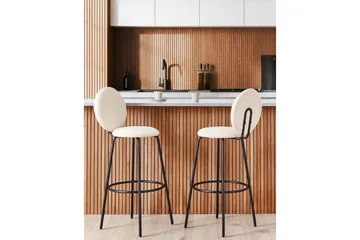 Barstol Beliani Emery set om 2 Beige-Svart Ljusbeige - Møbler - Stoler - Barstol