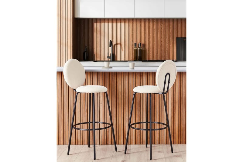 Barstol Beliani Emery set om 2 Beige-Svart Ljusbeige - Møbler - Stoler - Barstol