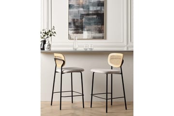 Barstol Beliani Mayetta set om 2 Natur-Beige-Svart Ljusbeige VALUE_MISSING_18132 - Møbler - Stoler - Barstol