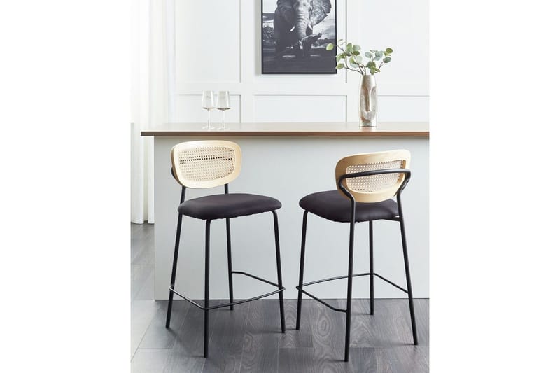 Barstol Beliani Mayetta set om 2 Natur-Beige-Svart Natural VALUE_MISSING_18133 - Møbler - Stoler - Barstol