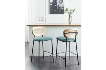 Barstol Beliani Mayetta set om 2 Natur-Beige-Svart Teal VALUE_MISSING_18130 - Møbler - Stoler - Barstol