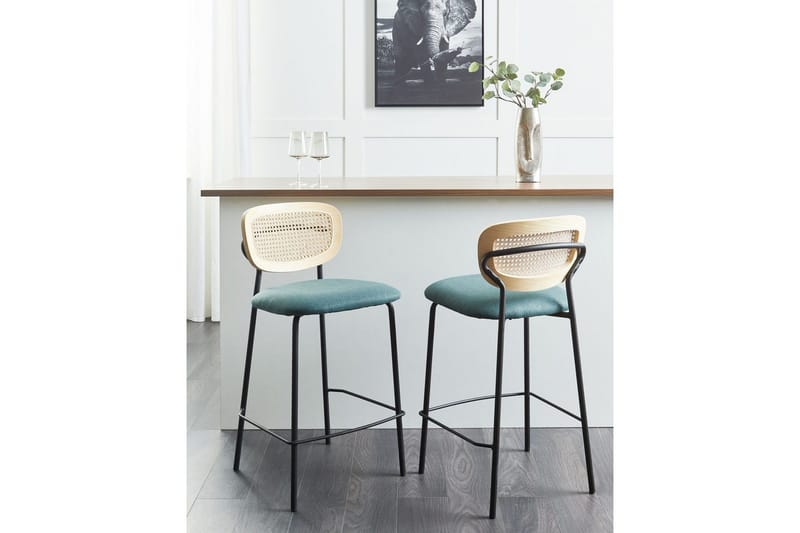 Barstol Beliani Mayetta set om 2 Natur-Beige-Svart Teal VALUE_MISSING_18130 - Møbler - Stoler - Barstol