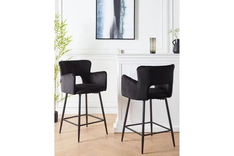Barstol Beliani Sanilac set om 2 Blå-Svart Black VALUE_MISSING_18021 - Møbler - Stoler - Barstol