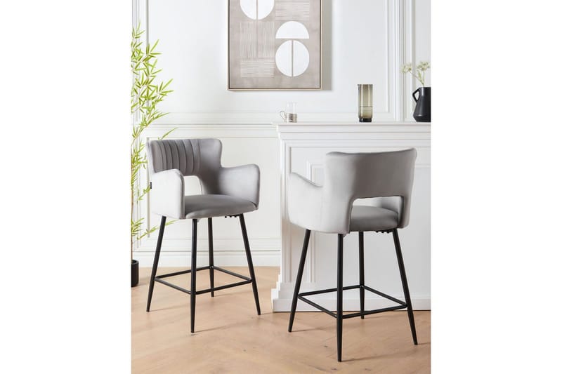 Barstol Beliani Sanilac set om 2 Blå-Svart Light grey VALUE_MISSING_18022 - Møbler - Stoler - Barstol