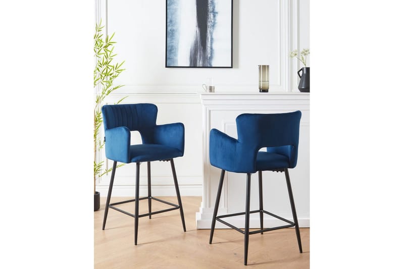 Barstol Beliani Sanilac set om 2 Blå-Svart Navy blue VALUE_MISSING_18020 - Møbler - Stoler - Barstol