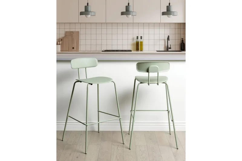 Barstol Beliani Sibley set om 2 Grön Light green - Møbler - Stoler - Barstol